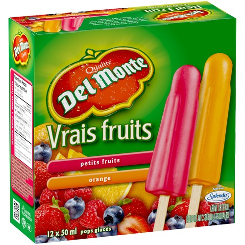 Del Monte Real Fruit Mixed Berry & Orange Ice Pops 12 Pack 600 ml