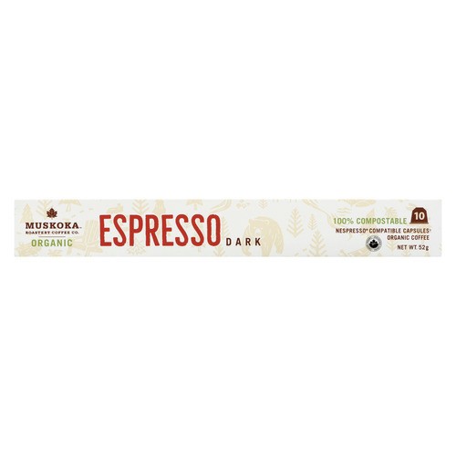 Muskoka Roastery Organic Coffee Pods Espresso Dark 10 Capsules 52 g