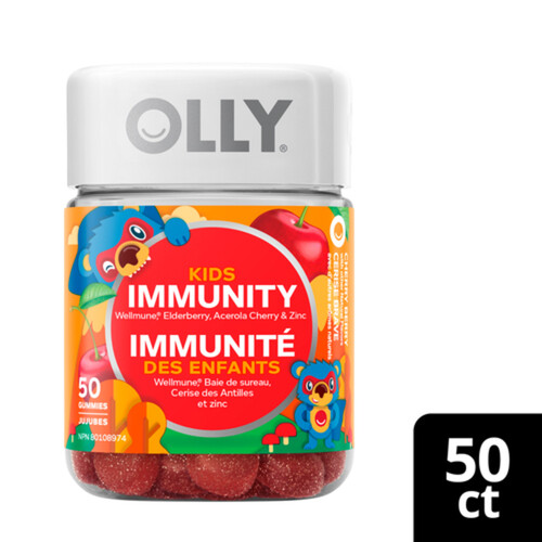 OLLY Kids Supplement Immunity Gummies Cherry Berry 50 Count