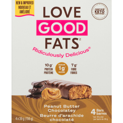 Love Good Fats Protein Bars Peanut Butter Chocolatey 4 x 39 g