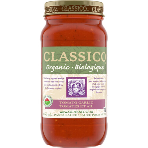 Classico Organic Pasta Sauce Tomato Garlic 650 ml