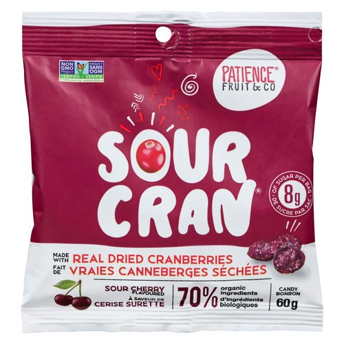 Patience Fruit & Co. 70% Organic Ingredients Candy Sour Cranberry Cherry 60 g