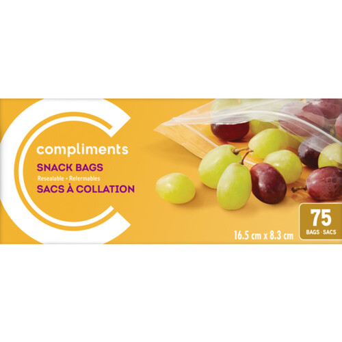 Compliments Snack Bags Resealable 75 Count