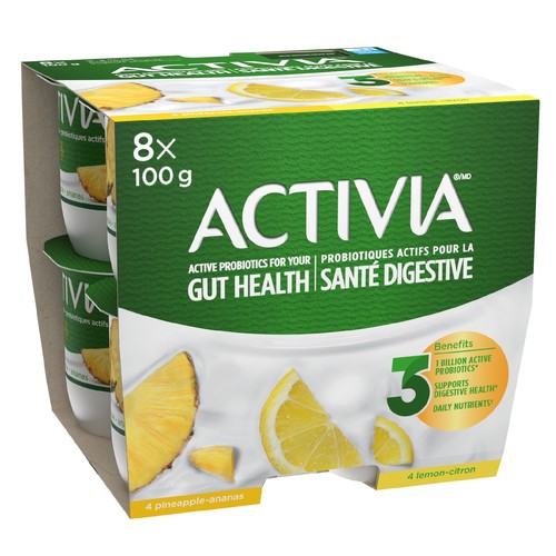 Activia 2.2% Probiotic Yogurt Lemon Pineapple 8 x 100 g