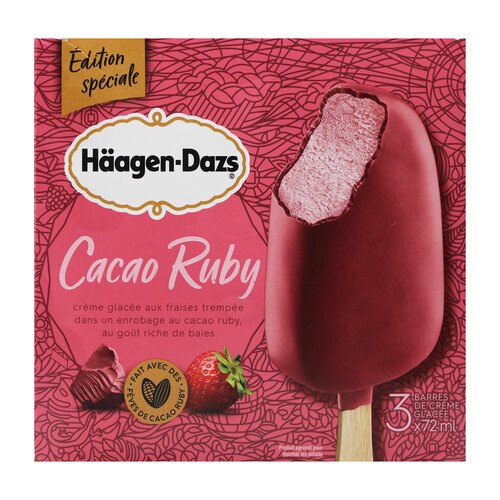 Häagen-Dazs Ice Cream Bars Strawberry Ruby Cacao 3 x 72 ml