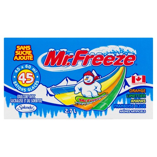 Mr Freeze Ice Pops No Sugar Added 45 Pieces 2.7 L
