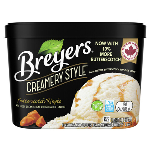 Breyers Gluten-Free Creamery Style Light Ice Cream Ripple Butterscotch 1.66 L