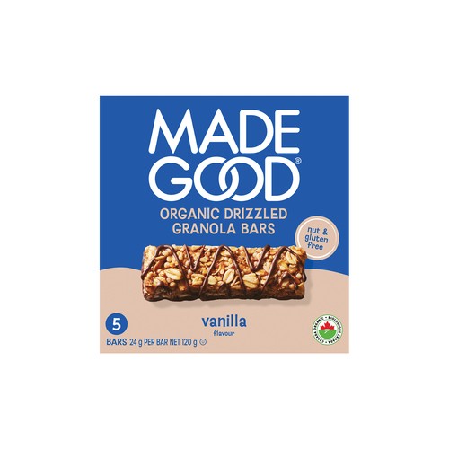 MadeGood Drizzled Granola Bars Vanilla Chocolate 5 x 24 g