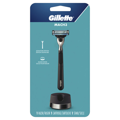 Gillette Mach3 Men's Signature Razor Handle + 1 Blade Refill + Stand -  Voilà Online Groceries & Offers