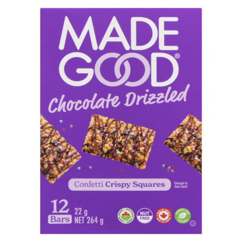 MadeGood Chocolate Drizzled Confetti Crispy Squares 12 x 22 g