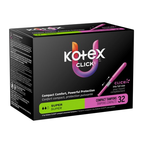 U by Kotex Click Compact Tampons Super Absorbency Unscented 32 Count 