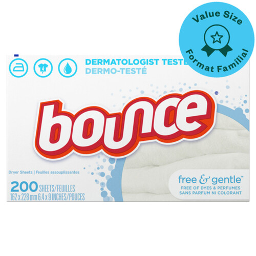 Bounce Dryer Sheets Free & Gentle 200 Sheets 