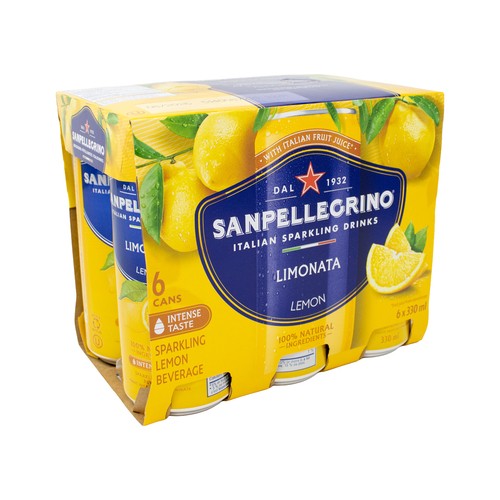 San Pellegrino Italian Sparkling Drink Limonata 6 x 330 ml (cans)