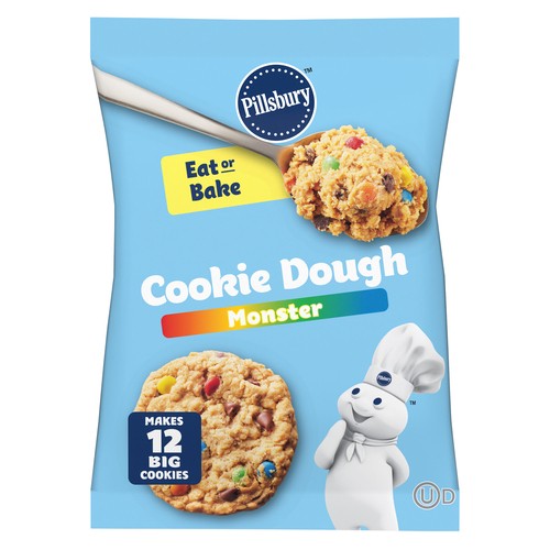 Pillsbury Ready To Bake Cookie Dough Monster Peanut Butter & Chocolate Chips 12 Count 454 g