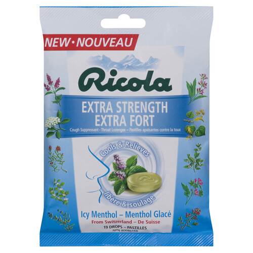 Ricola Extra Strength Icy Menthol Cough Drops 19 Lozenges 