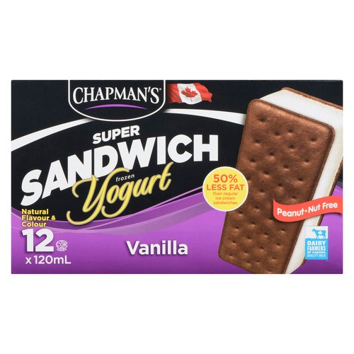 Chapman's Frozen Yogurt Sandwich Super Vanilla 12 EA
