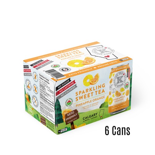 Happy Belly Sparkling Tea Pineapple Orange 6 x 355 ml (cans)