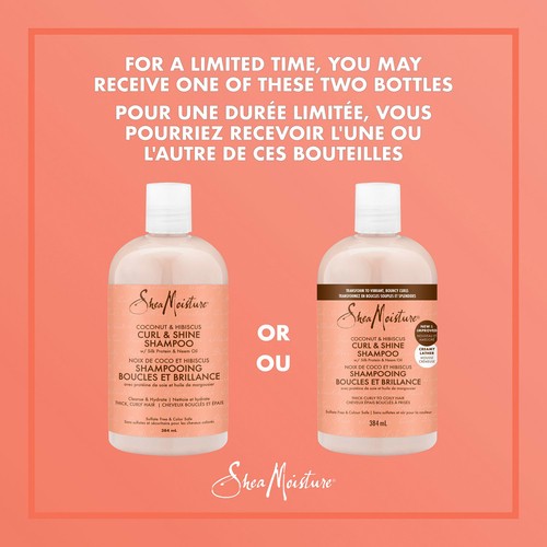 SheaMoisture Curl And Shine Shampoo For Thick Curly Hair Coconut & Hibiscus  384 ml