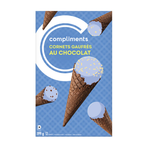 Compliments Waffle Cones Chocolate 12 Pack 199 g