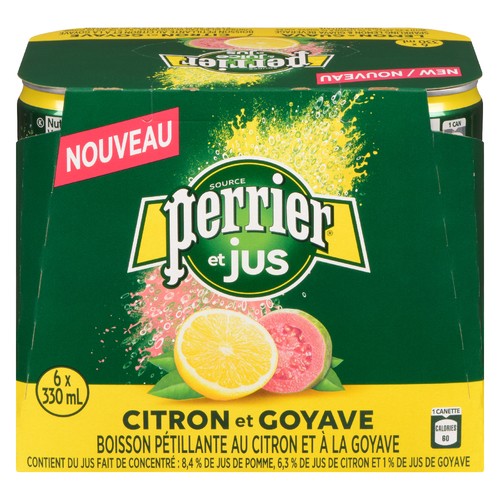 Perrier Sparkling Water Lemon & Guava 6 x 330 ml (cans)