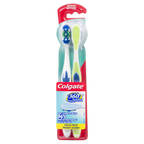 Colgate 360 Medium Twin Toothbrushes 2 Pack