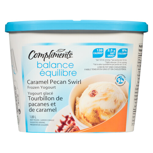 Compliments Balance Frozen Yogurt Caramel Pecan Swirl 1.89 L