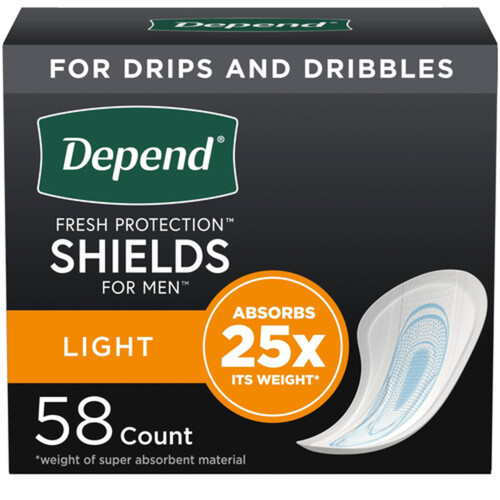 Depend Shields For Men Light 58 Count