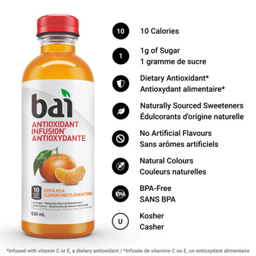 Bai Antioxidant Drink Costa Rica Clementine 530 ml (bottle)