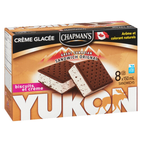 Chapman's Great Canadian Yukon Cookies And Cream Ice Cream Sandwiches 8 EA