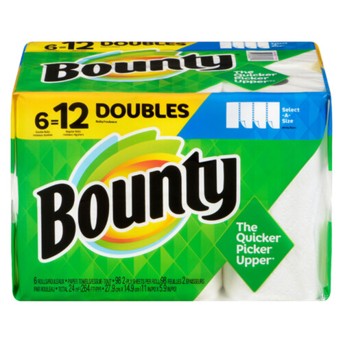 Bounty Paper Towel White 98 Select-A-Size 6 EA