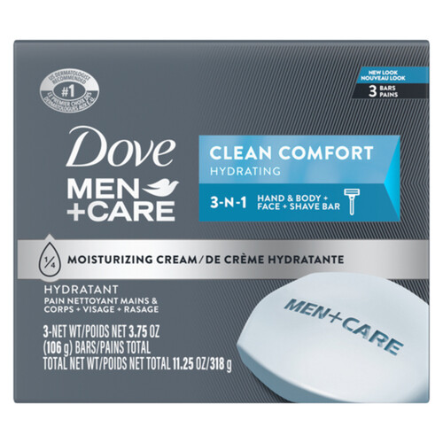 Dove Men+Care Body And Face Bar Soap Clean Comfort 3 x 106 g