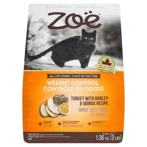 Zoe Weight Control Cat Food Turkey With Barley 1.36 kg