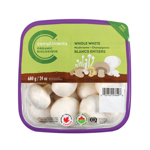 Compliments Organic Mushrooms Whole White 680 g
