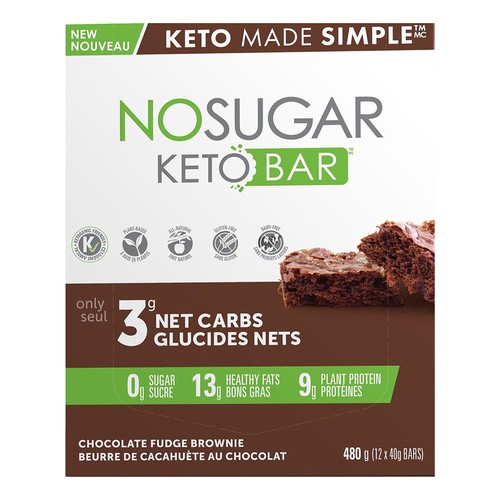 No Sugar Keto Bars Chocolate Fudge Brownie 12 x 40 g