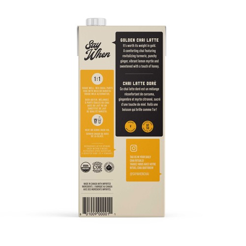 Say When Organic Chai Concentrate Golden 946 ml