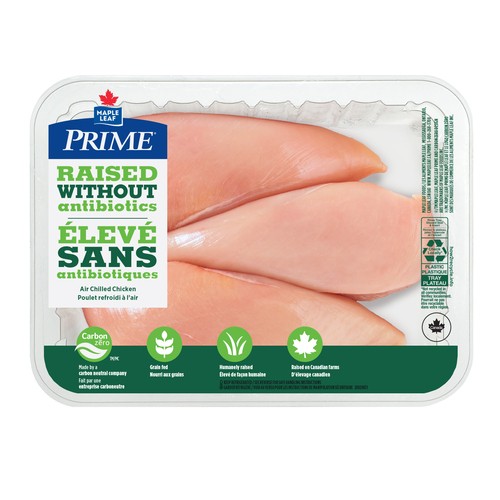 Prime Chicken Breasts Boneless Skinless Raised Without Antibiotics 3 pieces