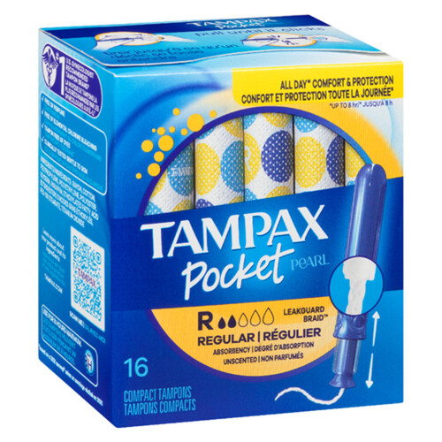 Tampax Pocket Pearl Tampons Regular Unscented 16 Count