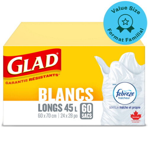 Glad Garbage Bags White Fresh Clean Scent Tall 45 L 60 Bags
