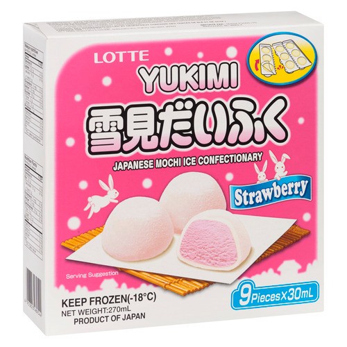 Lotte Yukimi Japanese Mochi Ice Cream Strawberry 9 x 30 ml