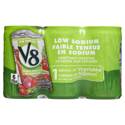 V8 Low Sodium Vegetable Cocktail 6 x 156 ml (cans)