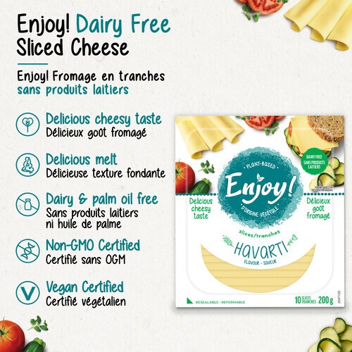 Enjoy Plant Based Sliced Cheese Havarti 10 Slices 200 g