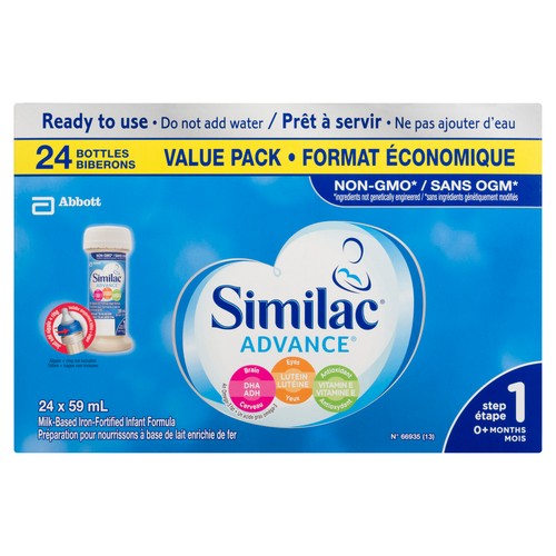 Similac Advance Non-Gmo Nursettes Infant Formula 24 x 59 ml