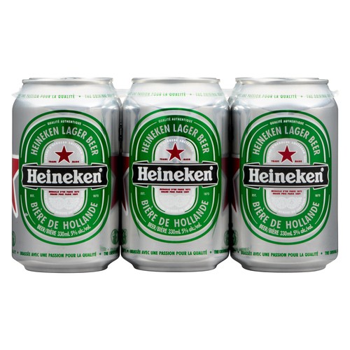 Heineken Beer 5% Alcohol Lager 6 x 330 ml (cans)