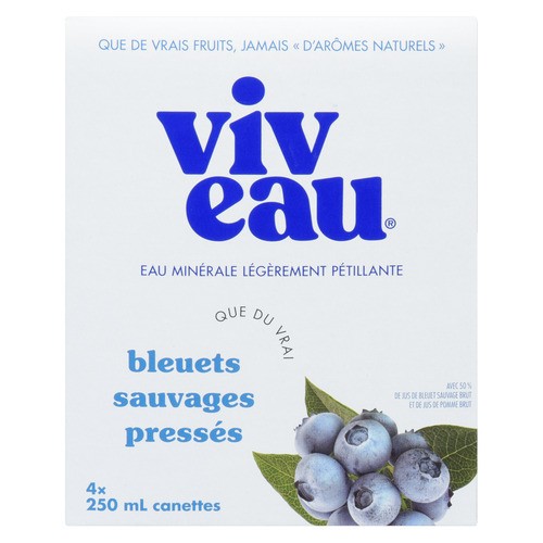 Viveau Sparkling Water Ready To Drink Blueberry 4 x 250 ml (cans)