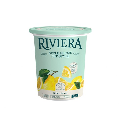 Riviera Less Sugar 2.8% Yogurt Set Style Lemon 750 g