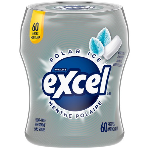 Excel Sugar Free Chewing Gum Polar Ice Flavoured Bottle of 60 Pieces 1 EA