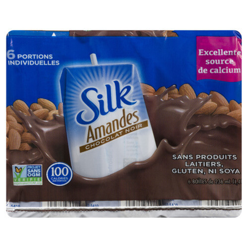 Silk Dairy Free Aseptic Almond Beverage Dark Chocolate 6 x 236 ml