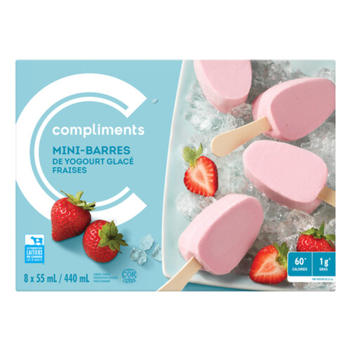 Compliments Mini Frozen Yogurt Bar Strawberry 8 x 55 ml