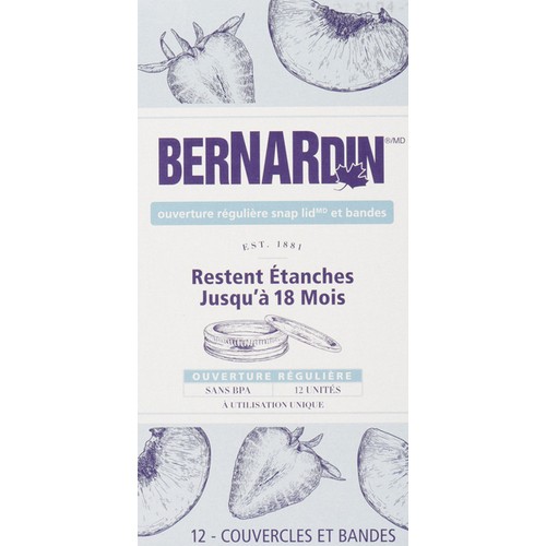 Bernardin Lids Regular Mouth 12 Lids & Bands
