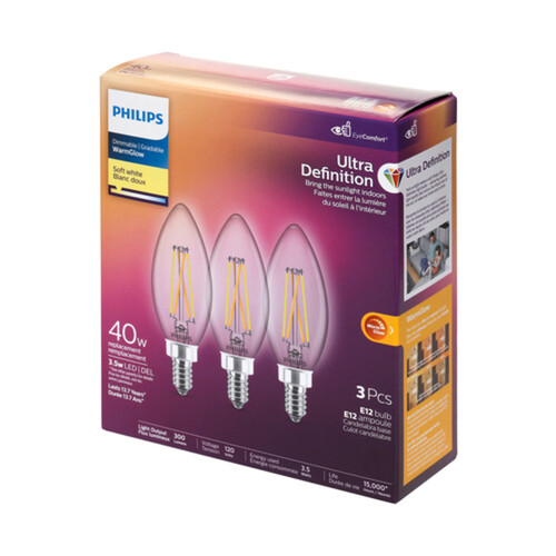 Philips Light Bulbs LED 40W Chandelier Soft White 3 EA